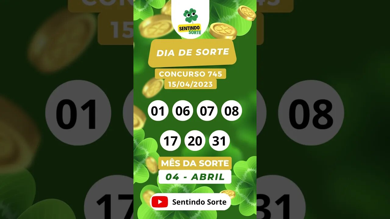 🍀 Resultado DIA DE SORTE 745 | 15/04/23 | Sentindo Sorte #shorts