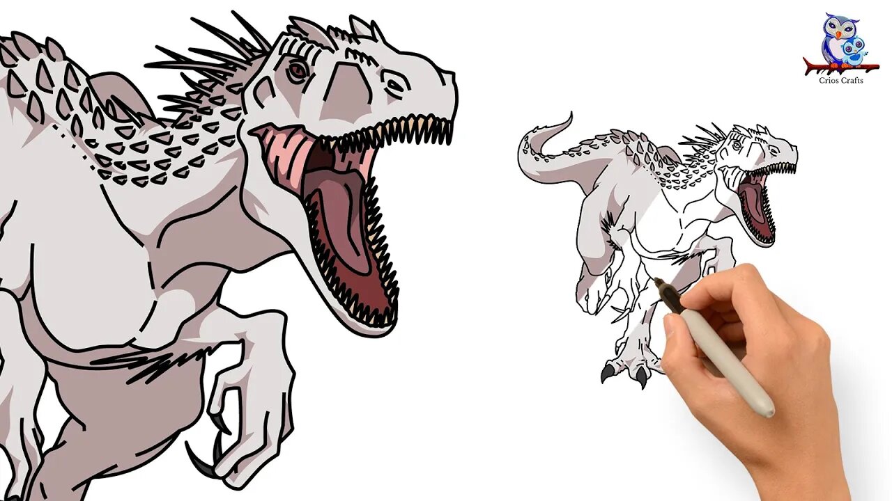 How to Draw Indominus Rex Jurassic World Evolution - Step by Step