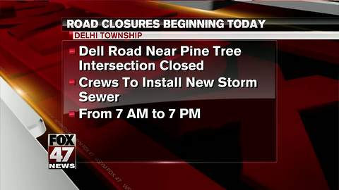 Expect delays near Pine Tree Rd. in Delhi Twp.