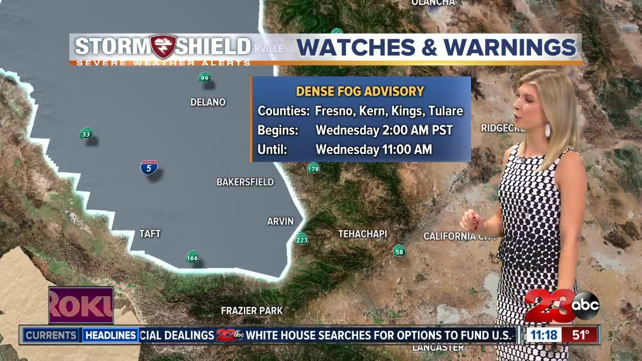 Valley Dense Fog Advisory Wednesday morning