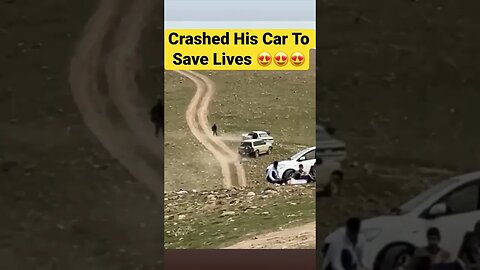 Risked His Life To Save Lives #shorts #short #car #satisfying #humanity #crash #ytshort #sacrifice