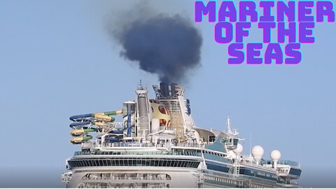 Mariner of the Seas Star Trek Cruise belching huge amounts of smoke leaving Port Canaveral.