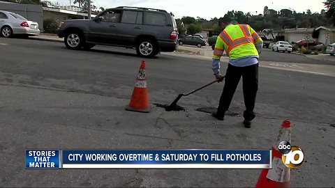 San Diego crews working overtime to fill thousands of potholes