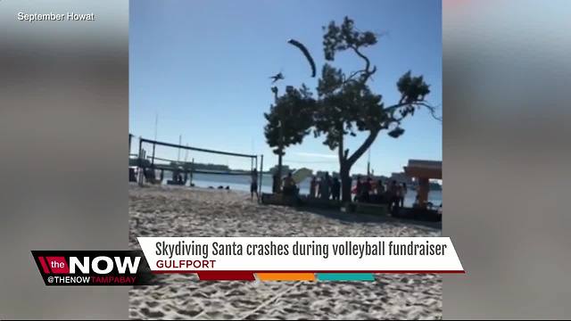 Skydiving Santa crashes into tree while delivering Elf on a Shelf