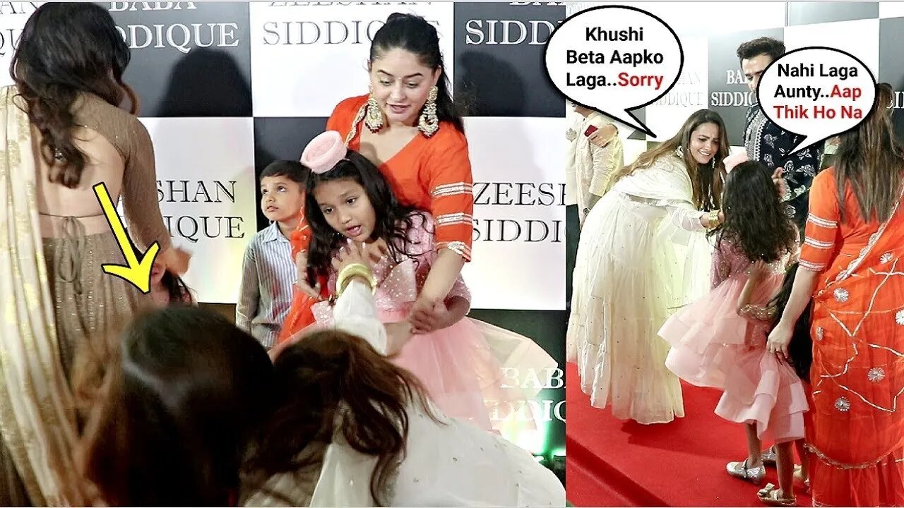 Anita Hassanandani Falls On Mahhi Vij Daughter Khushi While Leaving From Baba Siddiqui Iftar Party