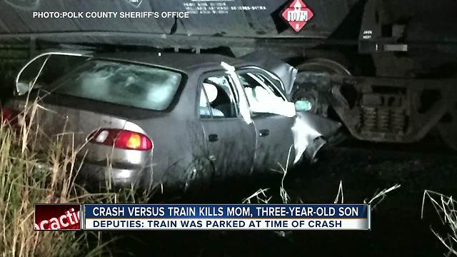 Mother and 3-year-old son killed in car crash with parked train in Polk County