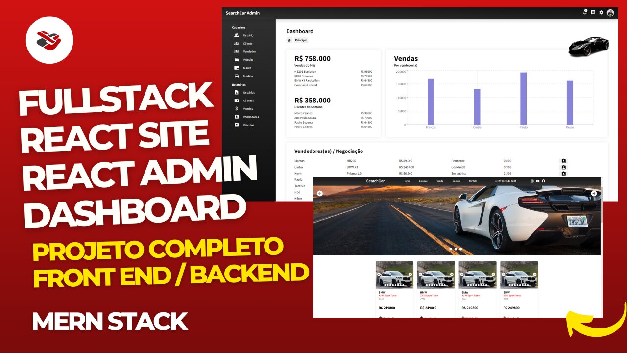 Site e Admin Dashboard MERN Stack (React, MongoDB, Express, Node, JWT, MUI DataTable)