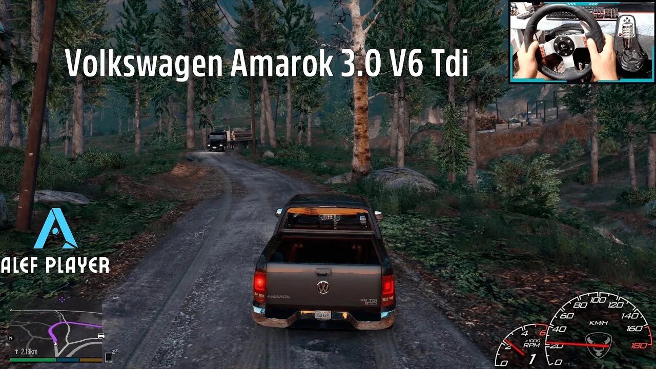Volkswagen Amarok 3.0 V6 Tdi - GTA V Realistic Off-Road Accident at Night | Logitech g27 Gameplay