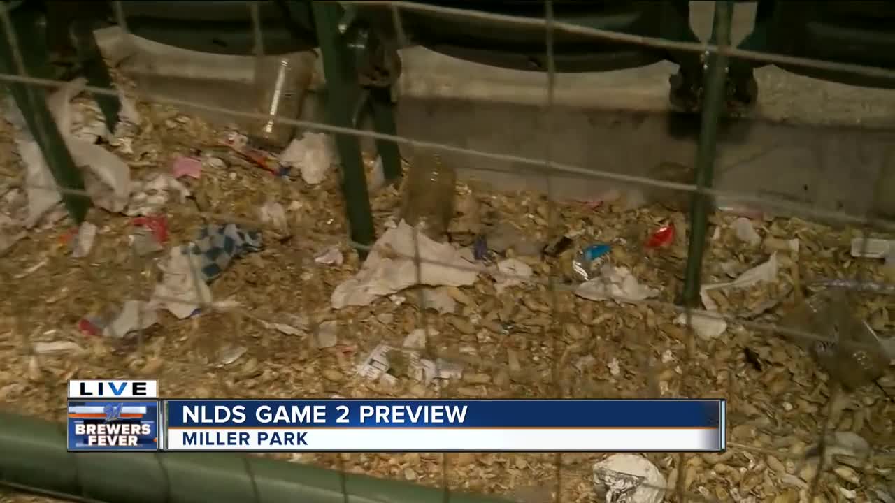 Fans leave mess behind at Miller Park after NLDS Game 1