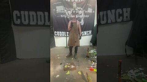 Smashing a plate with a tiny claw hammer #hugohammersmash