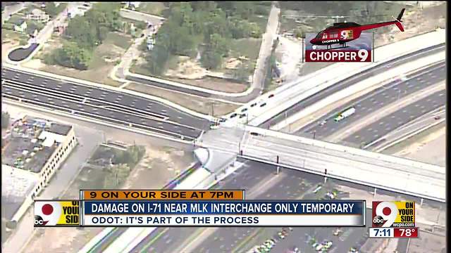 Damage on I-71 near MLK interchange only temporary
