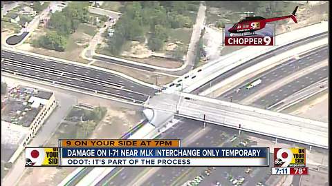 Damage on I-71 near MLK interchange only temporary