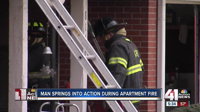 Man tries to stop fire at senior living complex