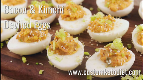 Keto Bacon and Kimchi Deviled Eggs