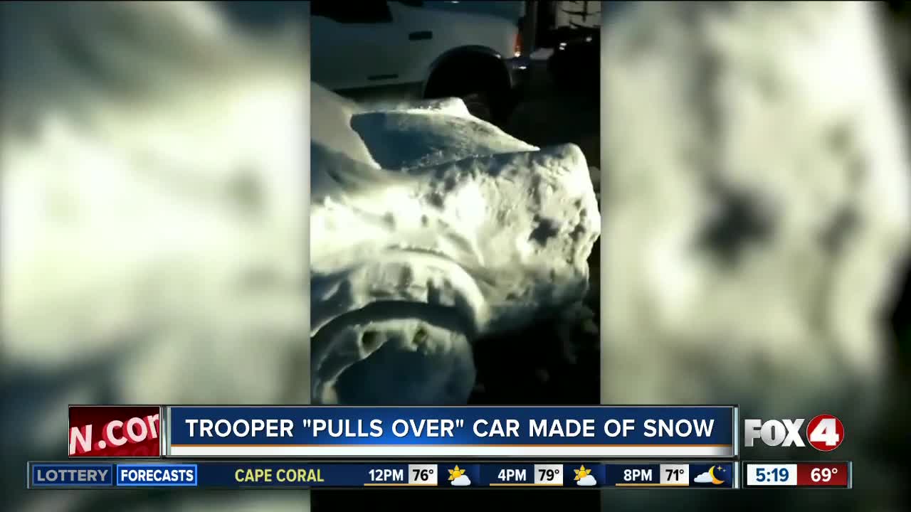 Trooper "pulls over" car made of snow