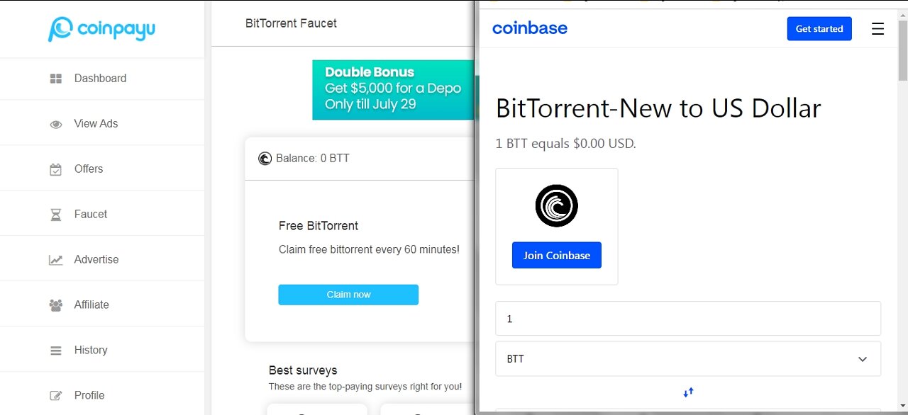 How To Earn Free 864 BitTorrent New BTT Cryptocurrency At Coinpayu Every 60 minutes With Proof