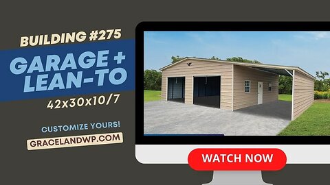 42x30x10/7 Metal Garage #275 | Lead Time: 2-3 weeks*