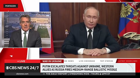 CBS News: Zelensky calls Russian use of new missile ´clear and severe escalation´