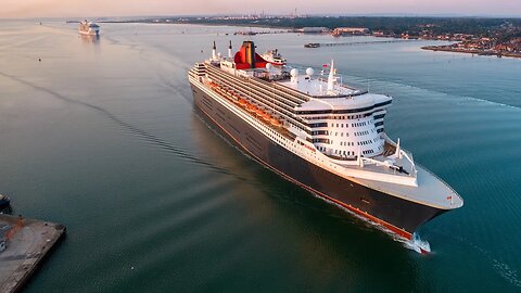 Cunard Queen Mary 2 & Royal Caribbean Anthem of the seas cruise ship & Ocean liner 4k drone footage