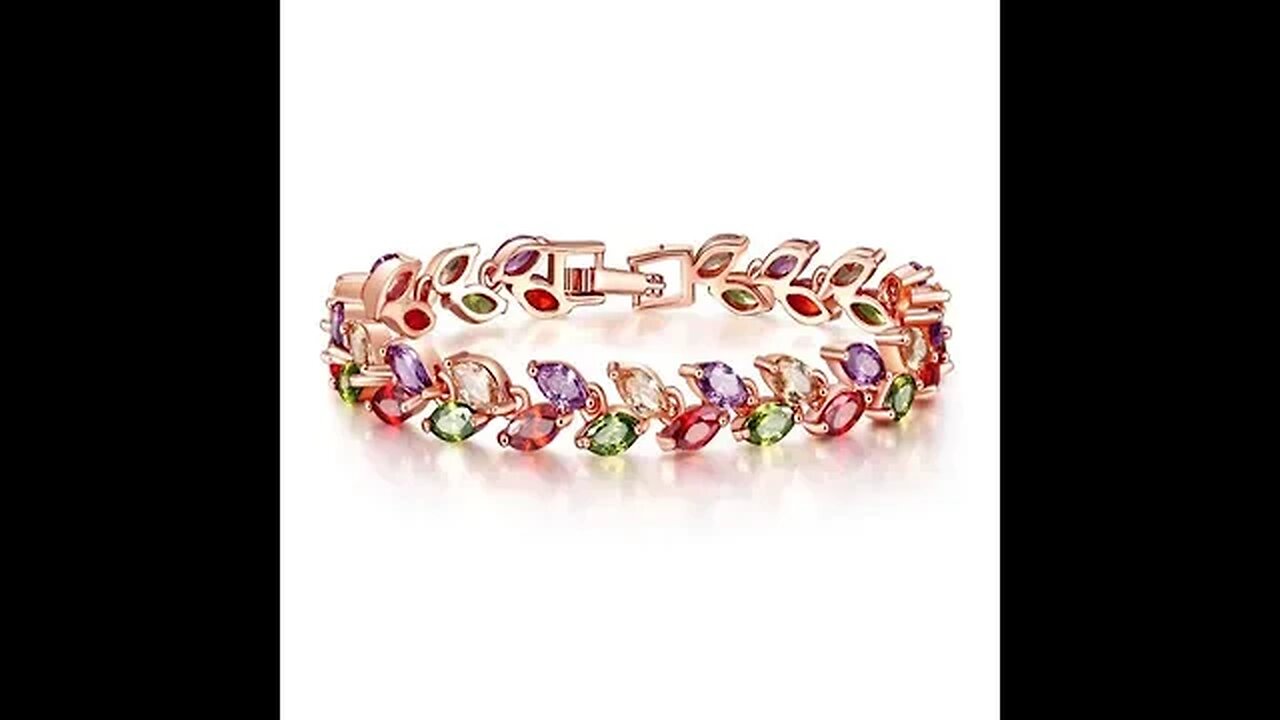 COLORFUL CRYSTAL WILLOW LEAF BRACELET