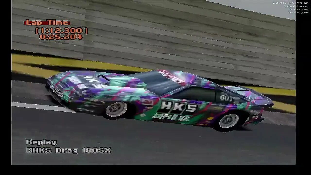 Gran Turismo 2: test lap with the 180SX HKS Dragster