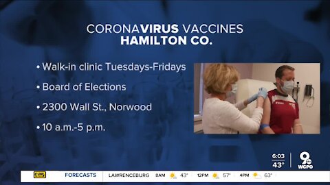Walk-up COVID-19 vaccine clinic back at the Board of Elections starting Tuesday