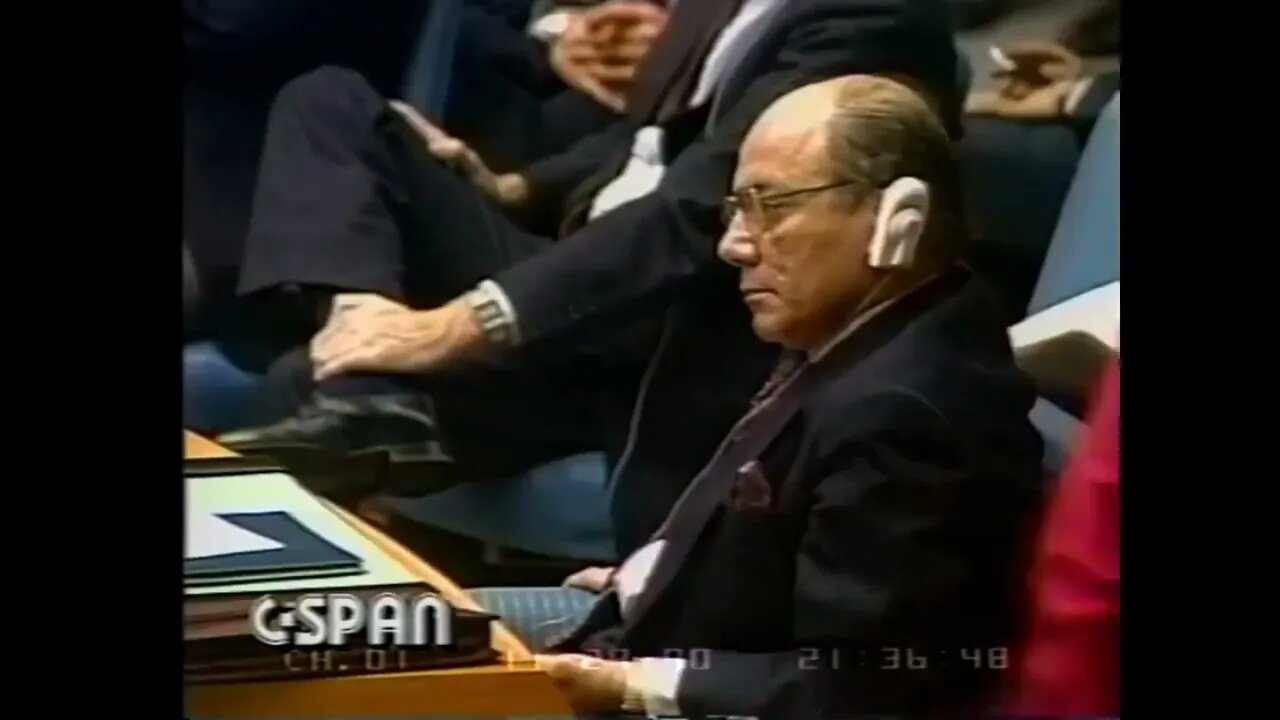 Ethiopian Foreign Minister Tesfaye Dinka speaking at UNSC - January 15, 1991