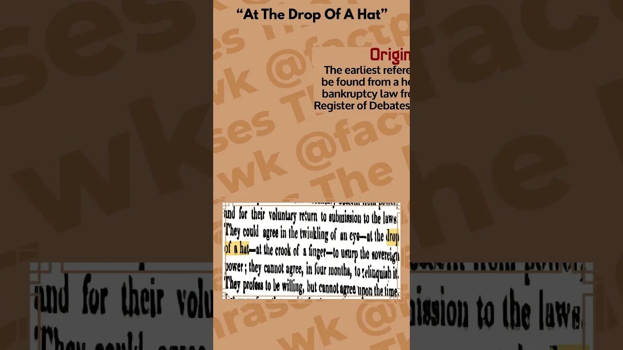 "At The Drop Of A Hat" | The Fascinating Origins Of Words And Phrases #part11 | #factpulse