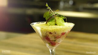 Red Snapper Ceviche with Avocado Ice Cream