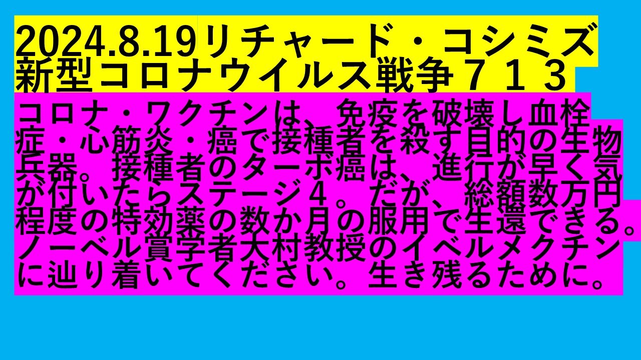 2024.8.19リチャード・コシミズ新型コロナウイルス戦争７１３