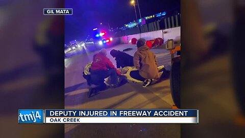 Deputy injured in freeway accident