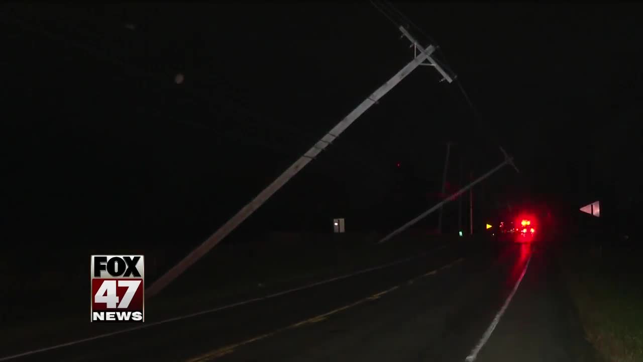 Leaning poles close down intersection