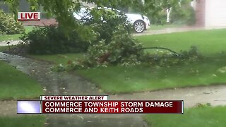 Storm damage in Commerce Township