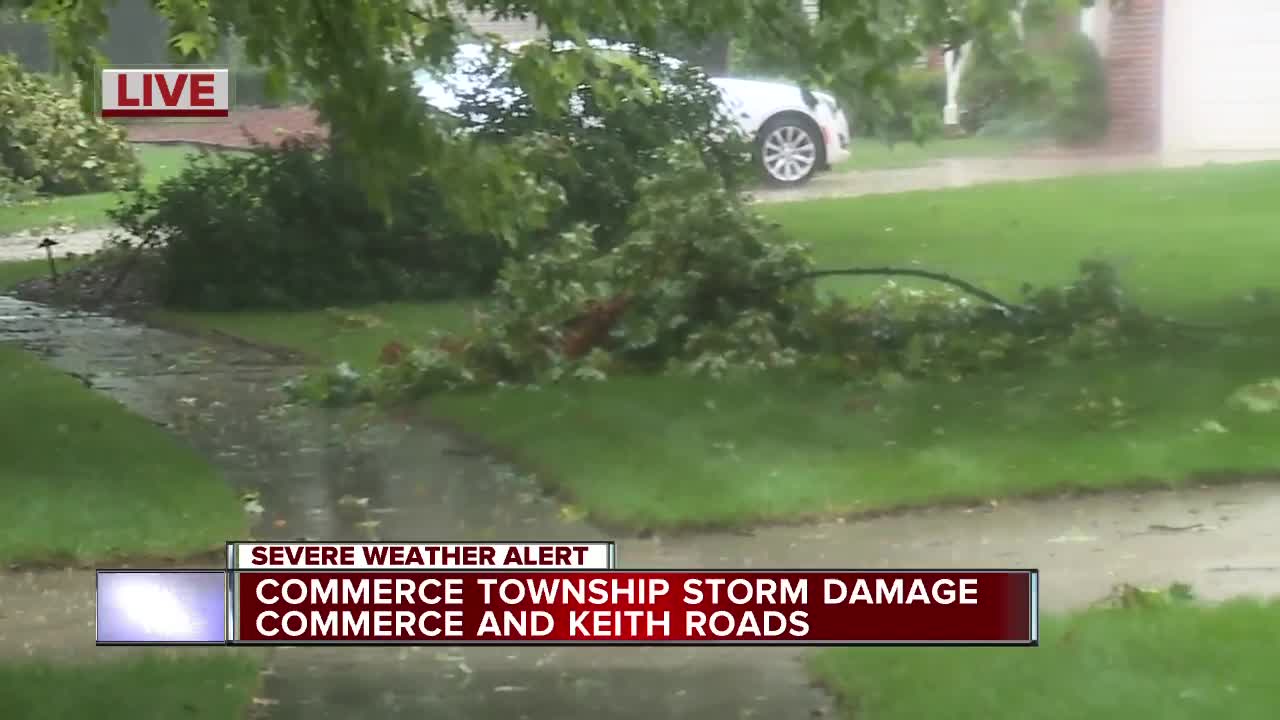 Storm damage in Commerce Township