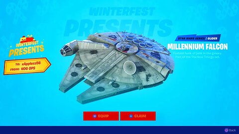 How To Get The "MILLENNIUM FALCON" Glider In Fortnite!.. (Winterfest Rewards)