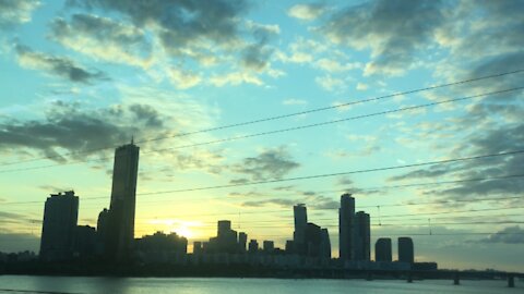 Beautiful sunset on Han-river in Seoul, South Korea