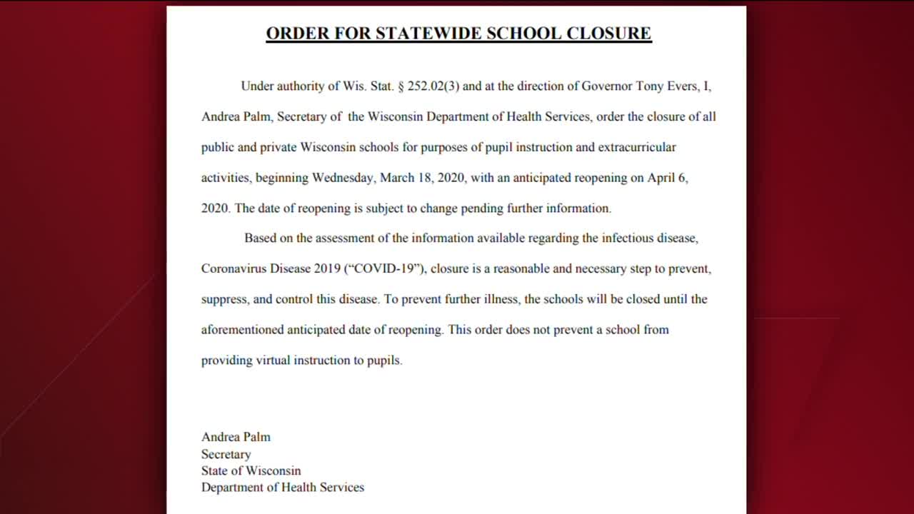 Gov. Evers directs DHS to order mandated statewide closure of all K-12 Wisconsin schools