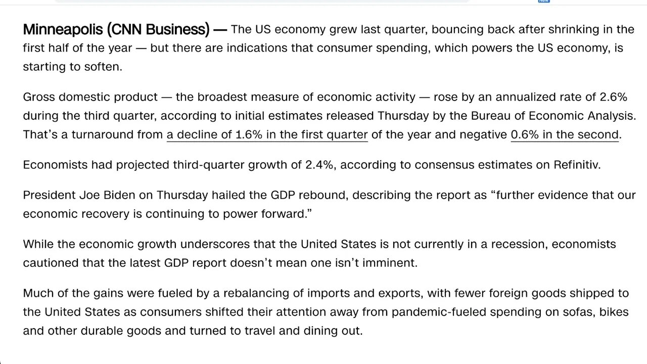 美國經濟在上個季度出現增長