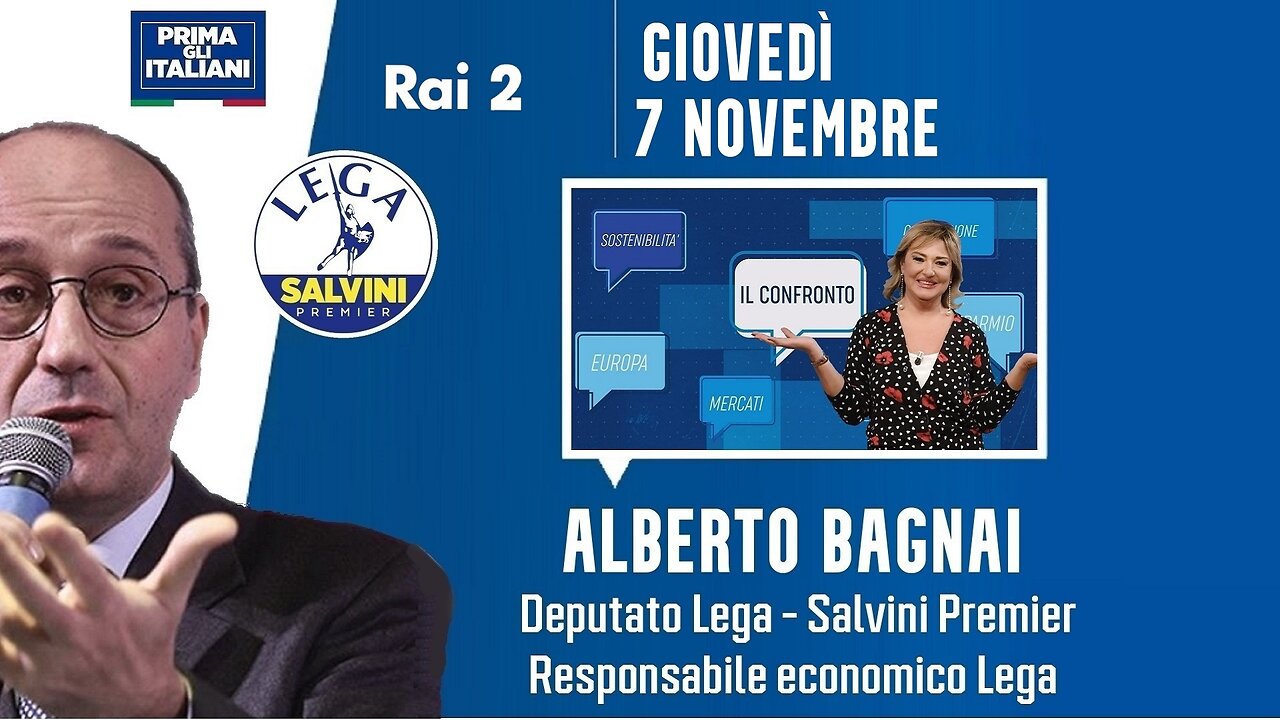 🔴 On. Alberto Bagnai ospite a IL Confronto su Rai2, trasmissione condotta da Monica Setta (7.11.24)