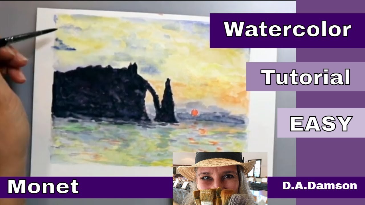 Monet Tutorial in Watercolor Step by step