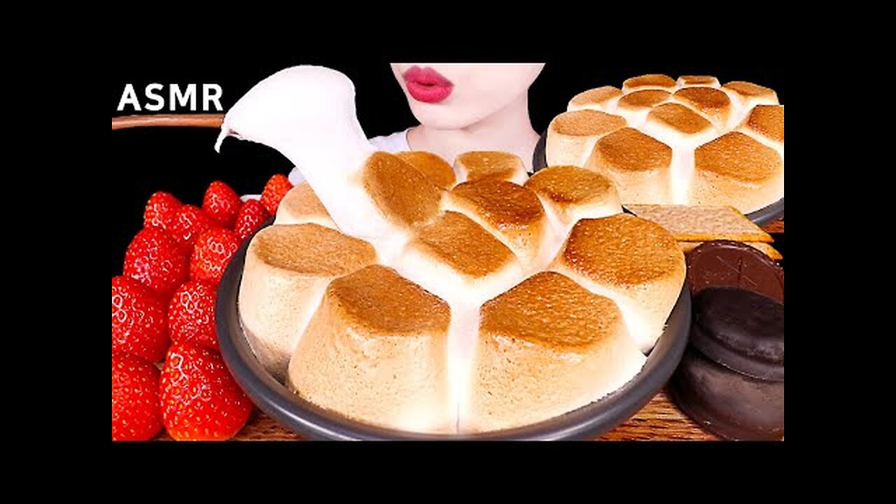 ASMR MUKBANG｜NUTELLA S'MORES DIP, STRAWBERRY, CHOCOLATE