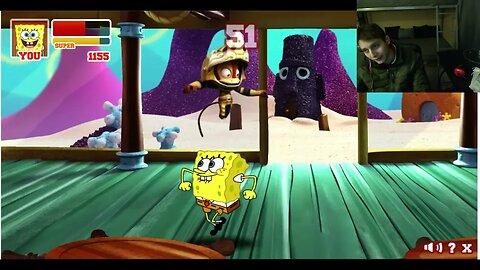 Monkey VS SpongeBob SquarePants In A Nickelodeon Super Brawl 2 Battle With Live Commentary