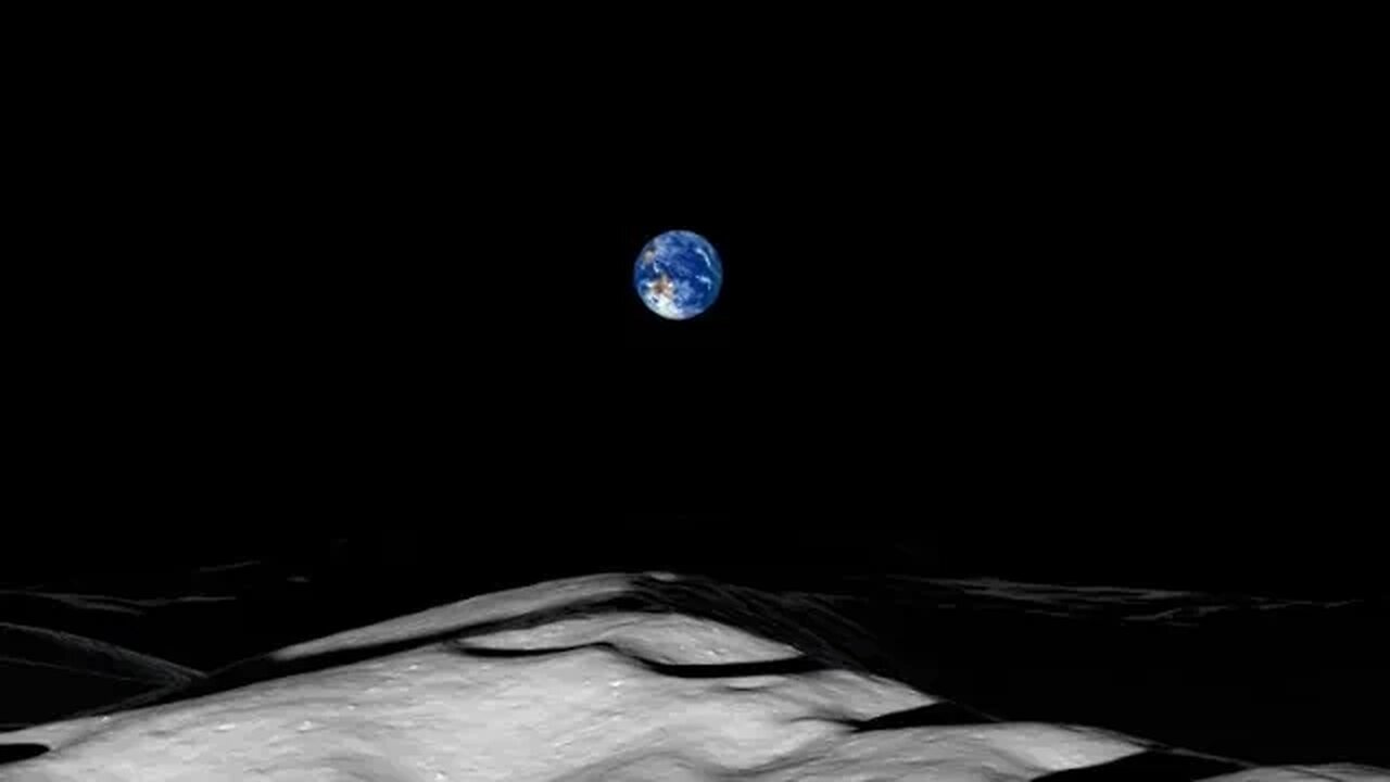 Earth, Sun from Moon's South Pole