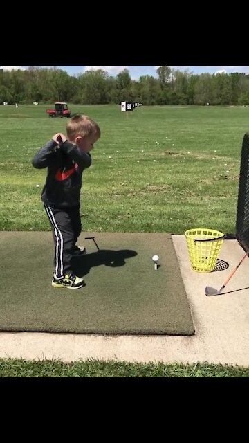Little boy's golf swing ends in hilarious epic fail