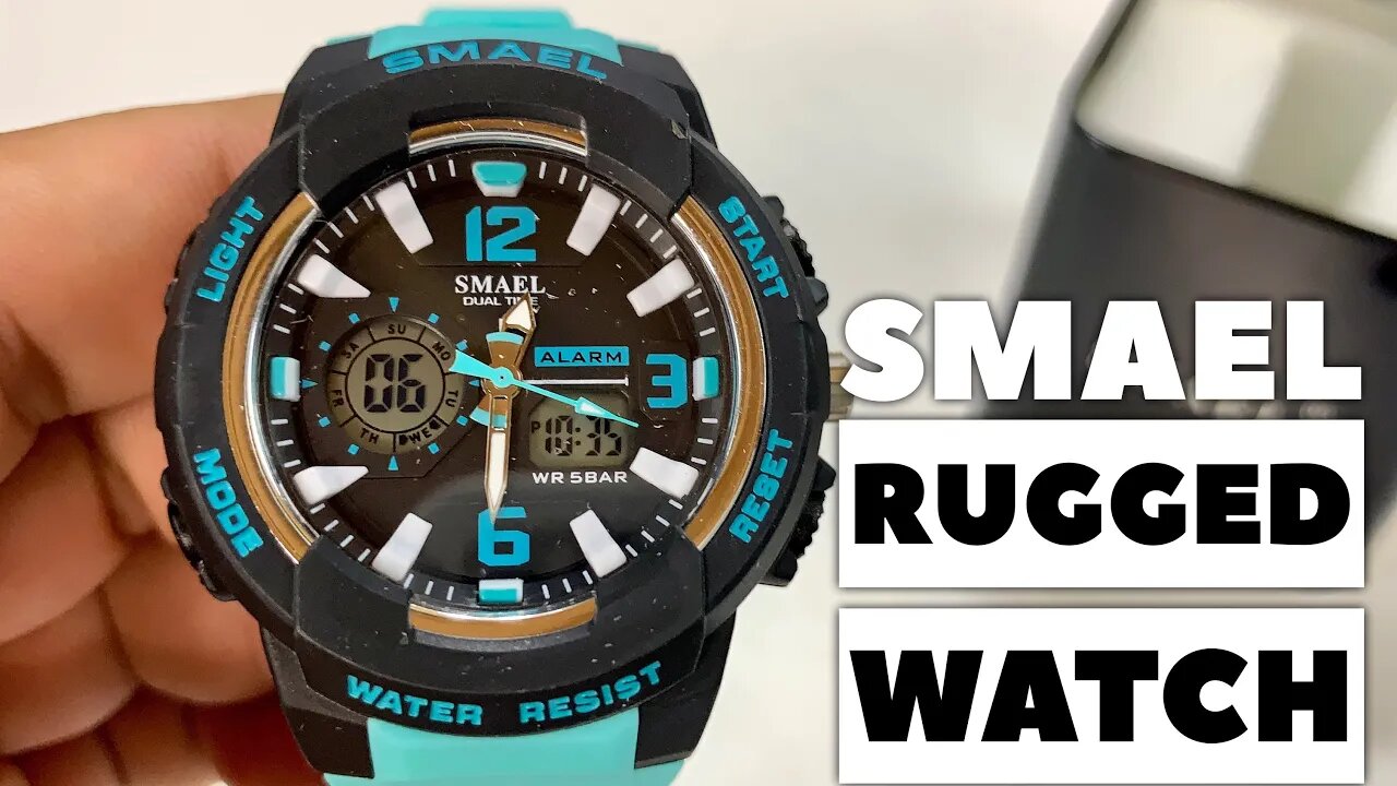 $17 38mm Dual Time Rugged Digital Sport Wrist Watch by SMAEL Review