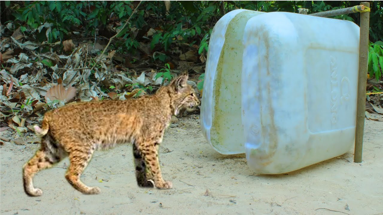 Install Simple Wild Cat Trap Using Plastic Big Bottle