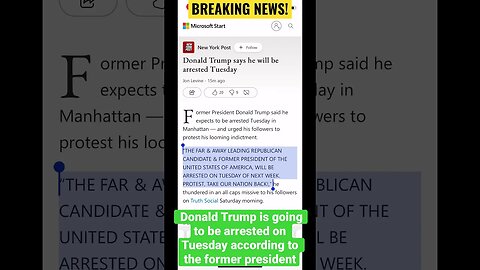 BREAKING NEWS! Trump to be arrested next week?