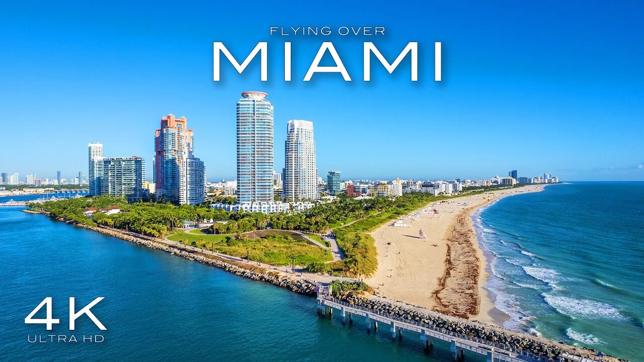 Miami 4K Flying over Aerial Drone with Soft Relaxing music