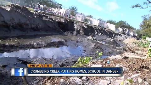 Clearwater creek erosion putting homes and school in danger