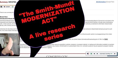 #121 THE "SMITH-MUNDT MODERNIZATION ACT" a live research. PART ONE